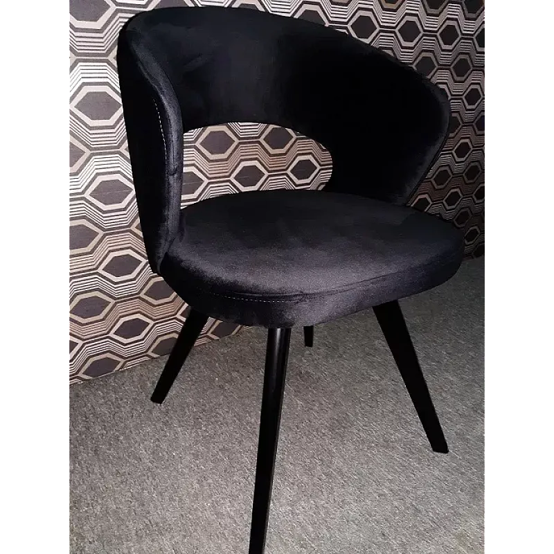 Scaun Prestige Veluto Black, Structura Lemn, Șezut Și Spătar Din Catifea De Înaltă Calitate, 650G/ Mp , Impermeabil - Studiocasa.ro