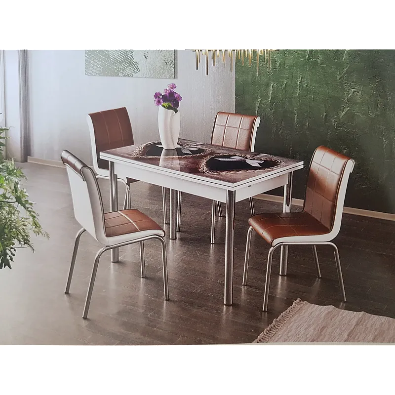 Resigilat Masa Extensibila Bucatarie/Dining , Camili Love, picioare nichelate, blat pal - Studiocasa.ro