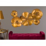 Panou Metalic Decorativ Perete, 3D, Flower Goldy, 94*6*50Cm