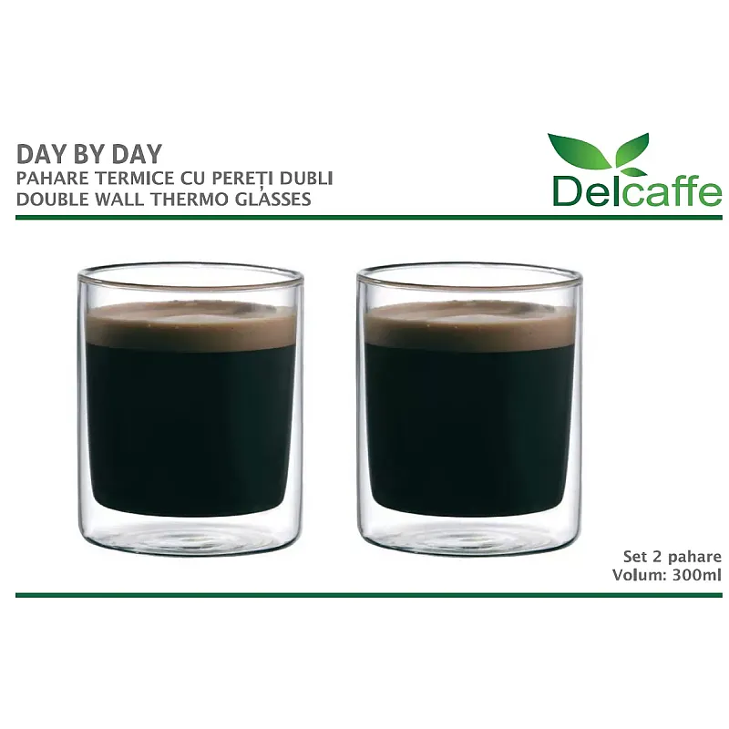 Set 2 Pahare Thermo Day By Day, Pentru Ceai, Lapte, Bautura Rece Sau Calda, 300Ml, Delcaffe - Studiocasa.ro