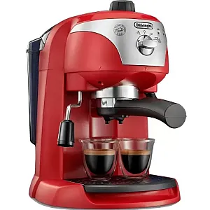 Espressor manual DeLonghi EC221.Red, Dispozitiv spumare, Sistem cappuccino, 15 Bar, 1 l, Oprire automata