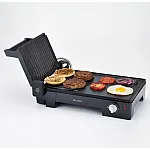 Gratar Electric Ariete 1916 3 In 1, 2200 W, 60X25 Cm, 3 Suprafete De Gatire, Termostat, Placi Antiaderente, Deschidere La 180°, Negru - Studiocasa.ro