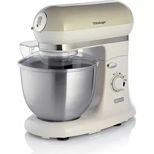 Mixer cu bol Ariete1588CR/BG Vintage, 1000 W, Bol detasabil 5.5 l, 10 viteze + Pulse, Crem/ Beige