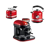 Pachet espressor manual cu rasnita incorporata, cana electrica si prajitor de paine Moderna, Ariete, 1080 W, 15 Bar, Rosu/Negru - Studiocasa.ro
