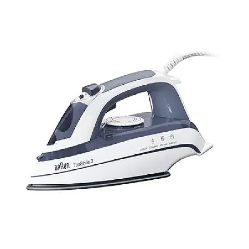 Fier de calcat cu fir Braun Ceramic TS375 Alb/ Albastru 2000 W - Studiocasa.ro