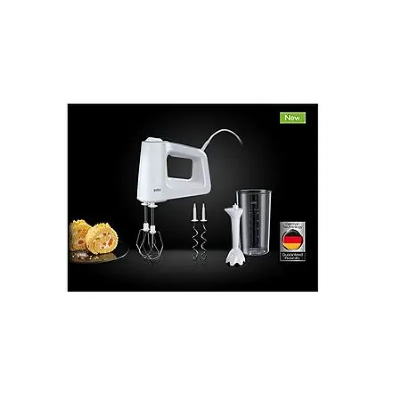 Mixer manual Braun Hm3105, 500 W, 5 Viteze, Pasator, Vas Gradat, Alb - Studiocasa.ro
