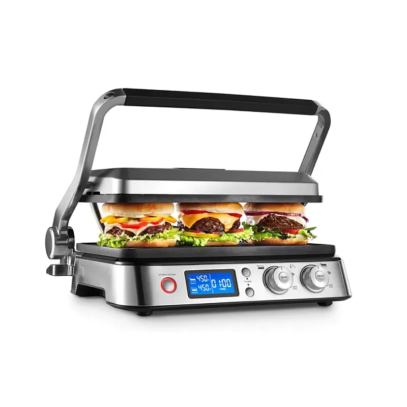 Gratar Electric Delonghi Cgh1020D, 1800 W, 6 Programe, Display Led, Termostat, Placi Detasabile, Inox - Studiocasa.ro