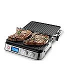 Gratar Electric Delonghi Cgh1020D, 1800 W, 6 Programe, Display Led, Termostat, Placi Detasabile, Inox - Studiocasa.ro