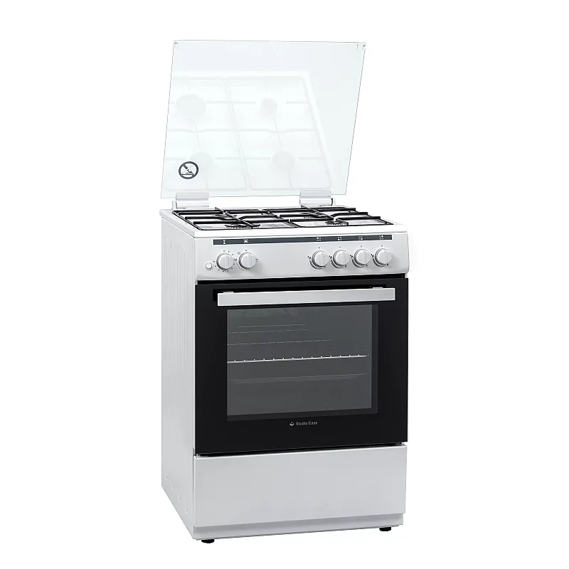 Aragaz Clasic, 4 arzatoare gaz , cuptor gaz , grill rotisor , 60/60 cm , Studio Casa Flavia alb - Studiocasa.ro