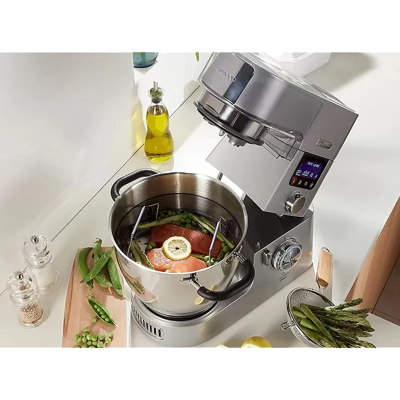 Robot de bucatarie Kenwood KCC9060S cu functie de gatit, plita de inductie de la 20 -180 ° C, 24 programe pre-setate, Vas inox 6,7 l, 1500 W, Argintiu - Studiocasa.ro