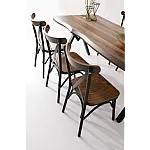 Set Masa Living Ku Design 140 + 4 Scaune Eko Design Lemn Maron - Studiocasa.ro