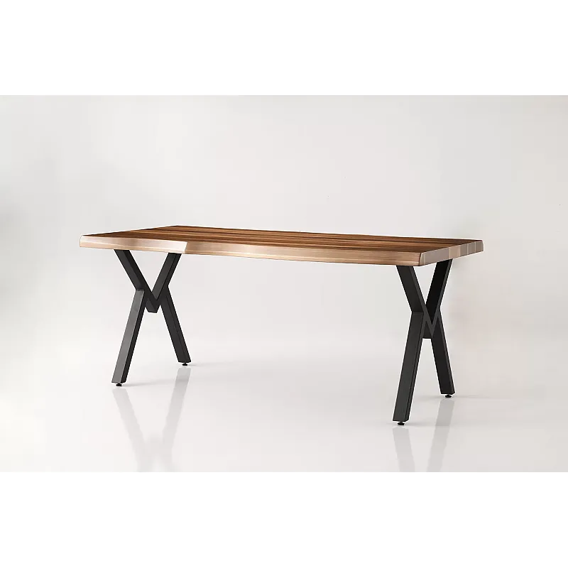 Set Masa Living Ku Design 140 + 4 Scaune Eko Design Lemn Maron - Studiocasa.ro