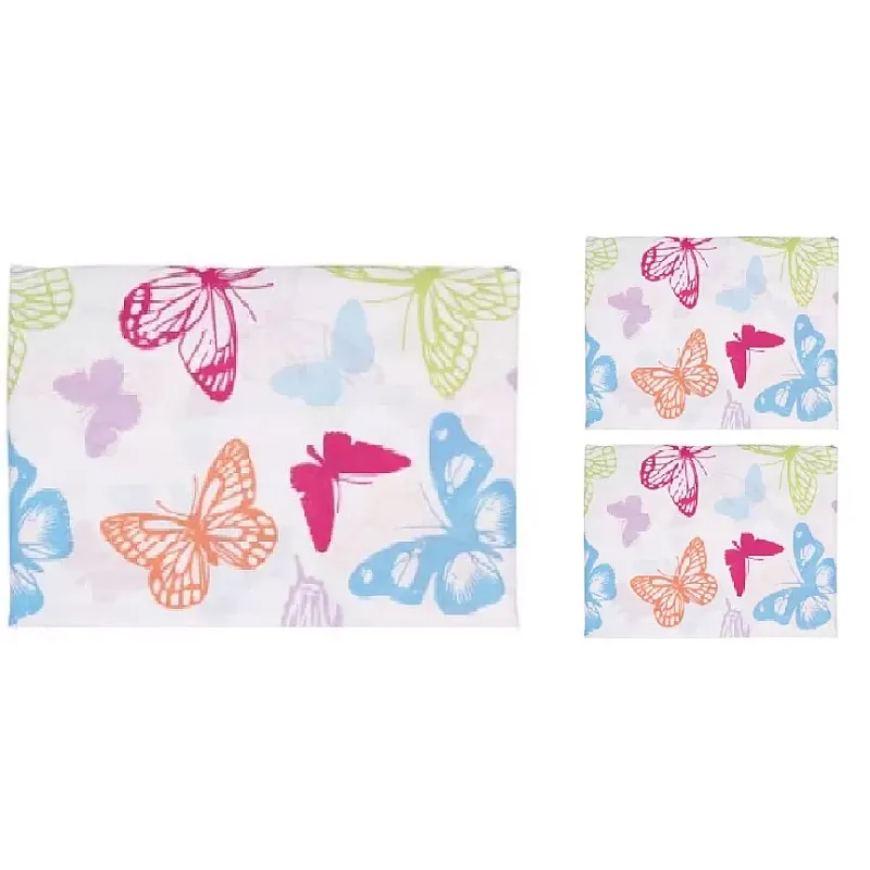 Set - Cearceaf De Pat Cu Elastic 180*200+25Cm, Studio Casa ,Butterfly, Bumbac + Set 2 Fete Perna 45*45Cm Studio Casa, Butterfly, Bumbac - Studiocasa.ro