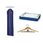 Set - Husa Haine 60/150Cm + Husa Depozitare Haine Paturi 55/45/15Cm + Umeras Multifunctional Lemn - Coronet - Studiocasa.ro