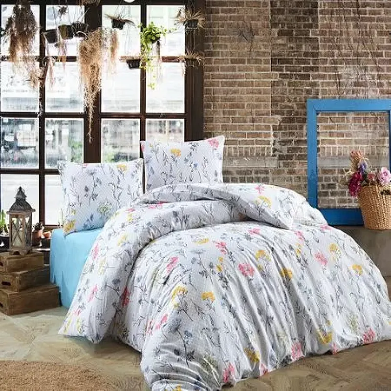 Set Lenjerie Pat Dublu Studio Casa New Garden Of Eden, 100% Bumbac Ranforce, Cearceaf Pat 220 X 240 Cm, Cearceaf Pilota 180 X 200 Cm +2 Fete De Perna 50 X 70 Cm - Studiocasa.ro