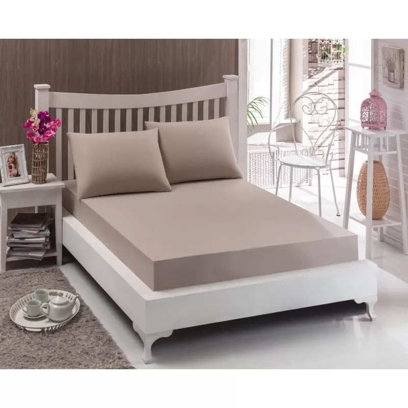 Pachet De 2 Set-Uri De 3 Piese Yuny Mally Home, 100% Bumbac, Cearceaf Pat Dublu Cu Elastic 160X200 Cm Si Doua Fete De Perna 50X70Cm Orange+ Bej - Studiocasa.ro