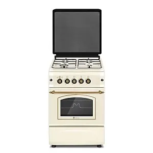 Resigilat Aragaz Rustic 4 Arzatoare Gaz,Cuptor Gaz, 50X55Cm, Studio Casa Cremona Fe50/55G, Grill Gaz, Aprindere Electrica, crem