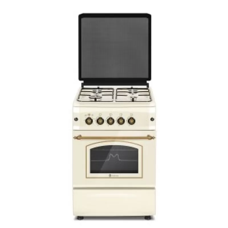 Resigilat Aragaz Rustic 4 Arzatoare Gaz,Cuptor Gaz, 50X55Cm, Studio Casa Cremona Fe50/55G, Grill Gaz, Aprindere Electrica, crem - Studiocasa.ro