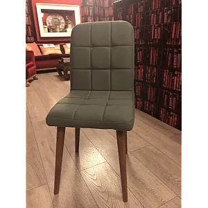 Scaun Retro Smart Living Studio Casa, Tapitat, Cadru Lemn Natur +Textil Verde