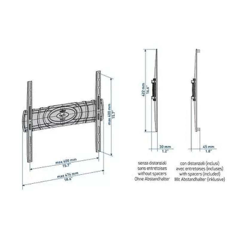 Suport TV de perete, Slimstyle, fix, 32 - 80, 50 kg, negru, Meliconi, CURVED 400 - Studiocasa.ro