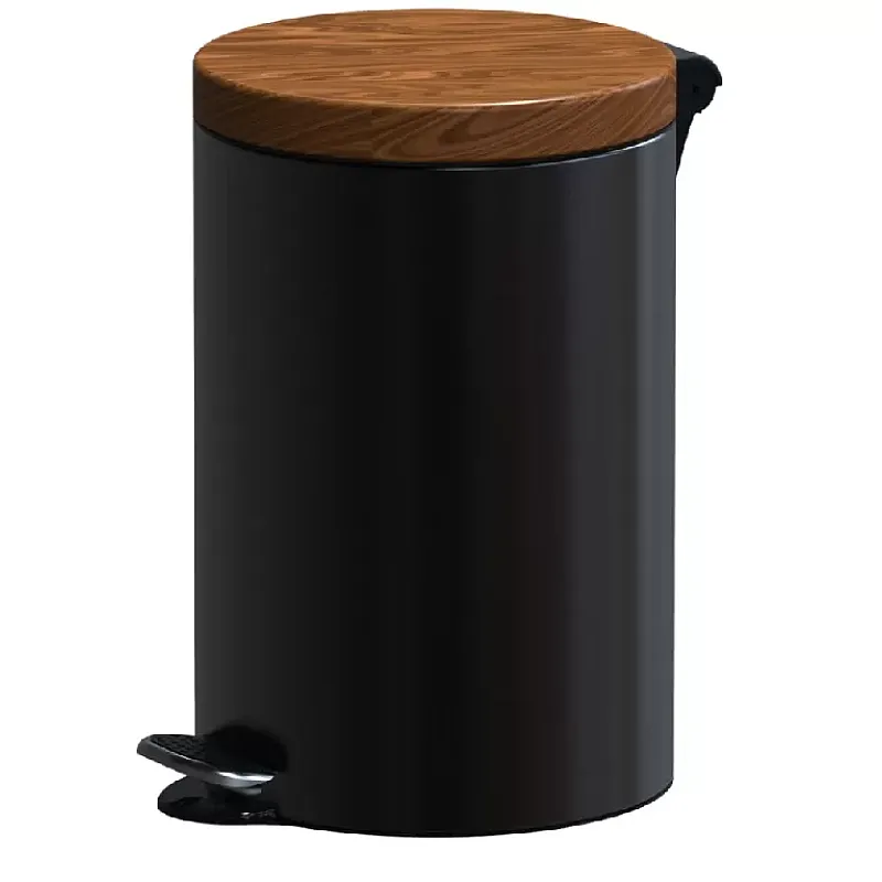 Cos Menajer De Gunoi Cu Pedala, Metal,  5L Negru / Design Wood, Studio Casa - Studiocasa.ro