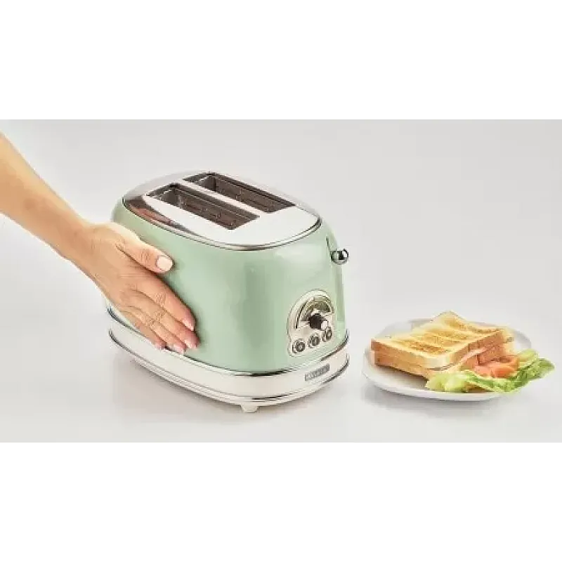 Prajitor de paine Ariete, 0155 Vintage, 810 W, 2 Felii, verde - Studiocasa.ro