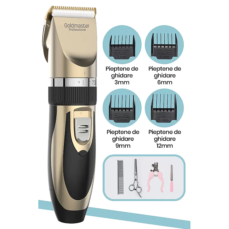 Masina de tuns animale caini pisici Goldmaster PATI GM-8182, Lame ceramica - Studiocasa.ro