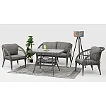 Set 4 piese mobilier de Terasa/Gradina cu perne, Masa, Canapea, Fotolii, 4 locuri, Antracit - Studiocasa.ro