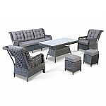 Set 6 piese mobilier de Terasa/Gradina cu perne, Masa, Canapea, Fotolii, Tabureti ,7 locuri , Antracit - Studiocasa.ro