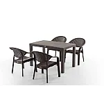 Set Masa terasa/gradina cu 4 scaune Bambu Pro Maro, 75x125x77 cm, plastic, aspect ratan - Studiocasa.ro