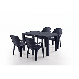 Set Masa terasa/gradina cu 4 scaune Golf Pro Antracit, 75x125x77 cm, plastic, aspect ratan