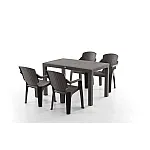 Set Masa terasa/gradina cu 4 scaune Golf Pro Maro, 75x125x77 cm, plastic, aspect ratan - Studiocasa.ro