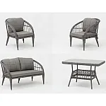 Set 4 piese mobilier de Terasa/Gradina cu perne, Masa, Canapea, Fotolii, 4 locuri, Antracit - Studiocasa.ro