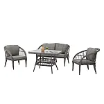 Set 4 piese mobilier de Terasa/Gradina cu perne, Masa, Canapea, Fotolii, 4 locuri, Antracit - Studiocasa.ro