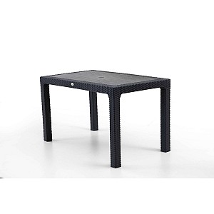 Masa terasa/gradina, Antracit/Negru, 75x125x77 cm, plastic, aspect ratan