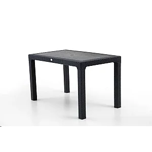 Masa terasa/gradina, Antracit/Negru, 75x125x77 cm, plastic, aspect ratan