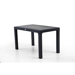 Masa terasa/gradina, Antracit/Negru, 75x125x77 cm, plastic, aspect ratan