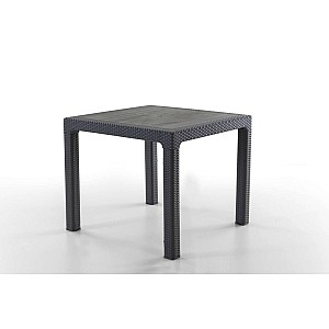 Masa terasa/gradina, Antracit/Negru, 90x90x77 cm, plastic, aspect ratan
