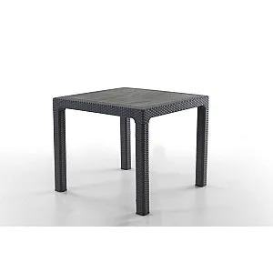 Masa terasa/gradina, Antracit/Negru, 90x90x77 cm, plastic, aspect ratan