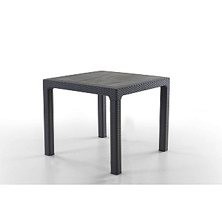 Masa terasa/gradina, Antracit/Negru, 90x90x77 cm, plastic, aspect ratan
