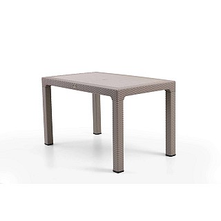 Masa terasa/gradina, crem, 75x125x77 cm, plastic, aspect ratan