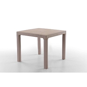 Masa terasa/gradina, crem, 90x90x77 cm, plastic, aspect ratan