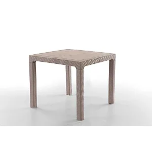 Masa terasa/gradina, crem, 90x90x77 cm, plastic, aspect ratan