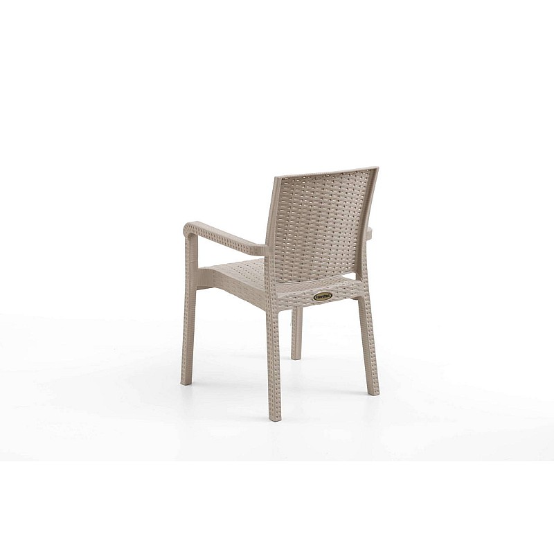 Set 2 Scaune de Gradina Sofya, Terasa, Fabricat din Plastic Model Ratan, Culoare Crem/Cappucino, Greutatea maxima 130 Kg - Studiocasa.ro