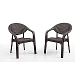 Set 2 Scaune Bambu de Gradina, Terasa, Fabricat din Plastic, Culoare Maro, Greutatea maxima 150 Kg - Studiocasa.ro