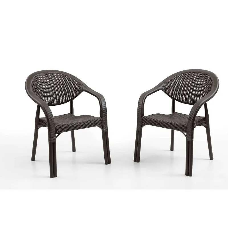 Set 2 Scaune Bambu de Gradina, Terasa, Fabricat din Plastic, Culoare Maro, Greutatea maxima 150 Kg - Studiocasa.ro
