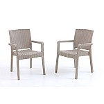 Set 2 Scaune de Gradina Sofya, Terasa, Fabricat din Plastic Model Ratan, Culoare Crem/Cappucino, Greutatea maxima 130 Kg - Studiocasa.ro