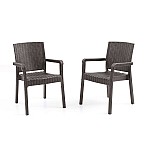 Set 2 Scaune de Gradina Sofya, Terasa, Fabricat din Plastic Model Ratan, Culoare Maro, Greutatea maxima 130 Kg - Studiocasa.ro