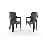 Set Masa terasa/gradina cu 6 scaune Efes, Maro, 150x90x77 cm, plastic, aspect ratan - Studiocasa.ro