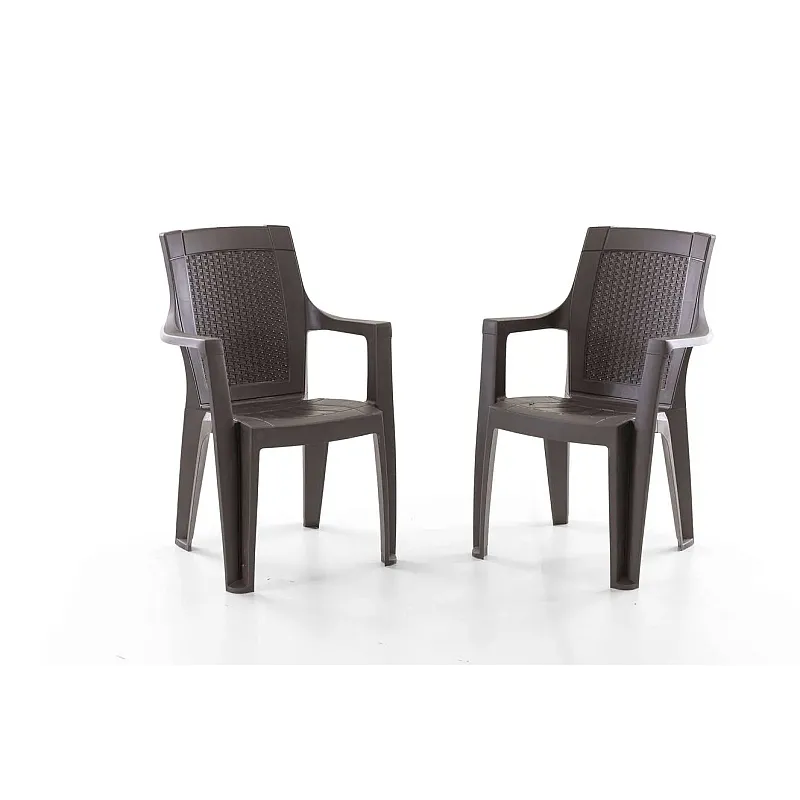 Set Masa terasa/gradina cu 6 scaune Efes, Maro, 150x90x77 cm, plastic, aspect ratan - Studiocasa.ro